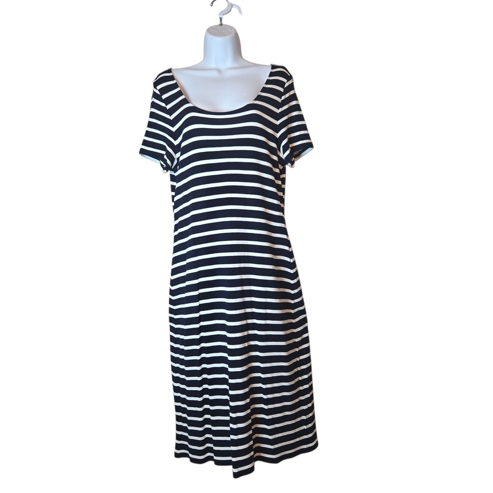 Ralph Lauren Black and White Striped Midi Dress